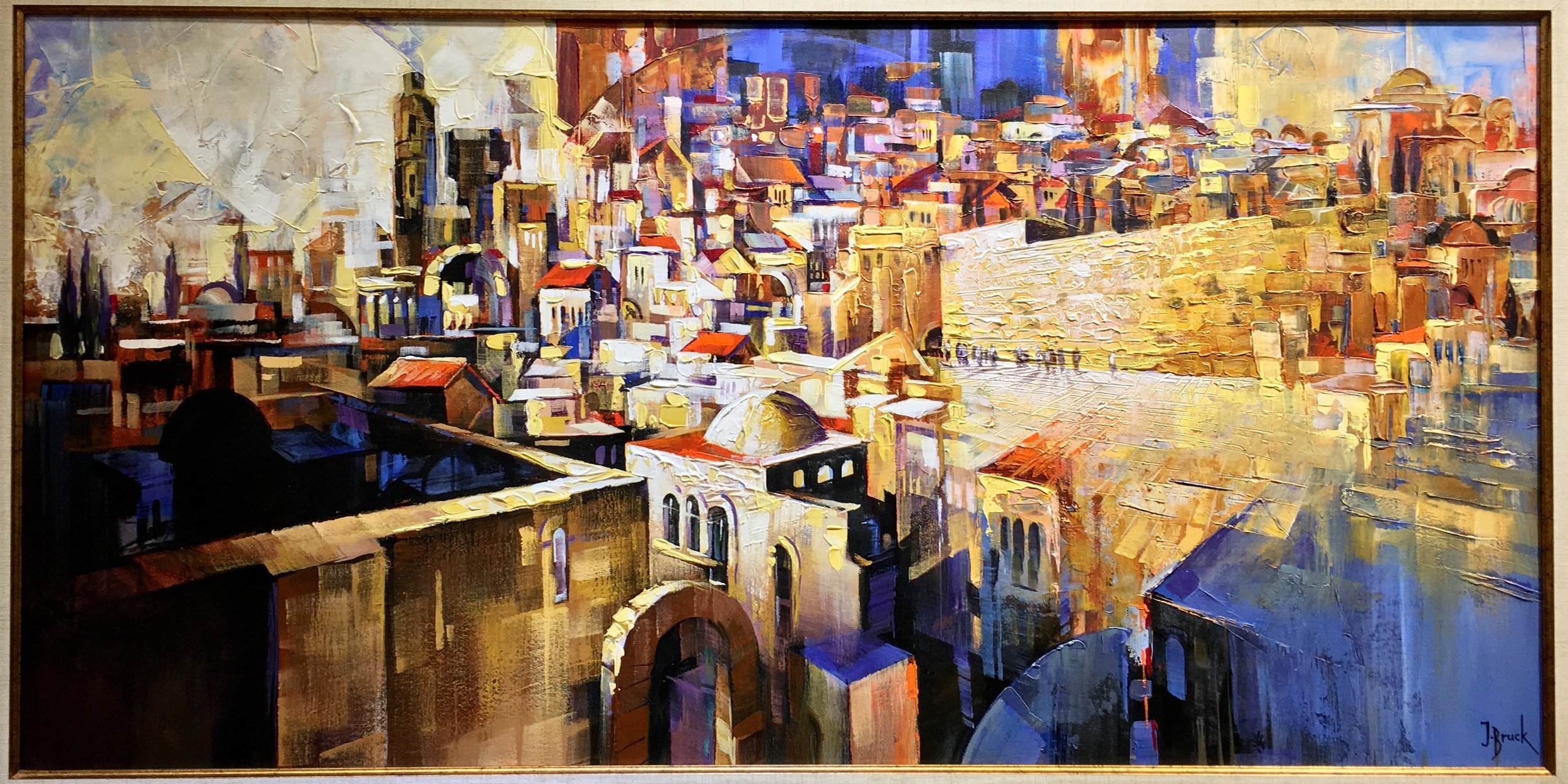 A surrealist painting of the skyline of Jerusalem