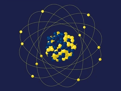 A model of an atom with orbiting electrons